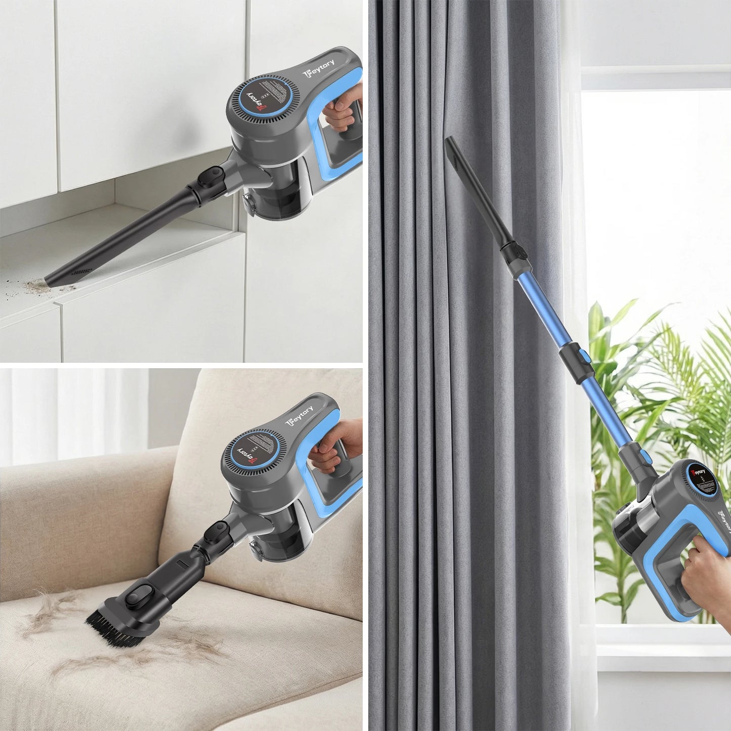 3-in-1 Ultra Powerful Cordless Stick Vacuum Cleaner – 65 Min Runtime, 15kPa Suction, Motorized Anti-Pet Hair Brush, Lightweight & Quiet – Perfect for Hard Floors, Carpets and Cars