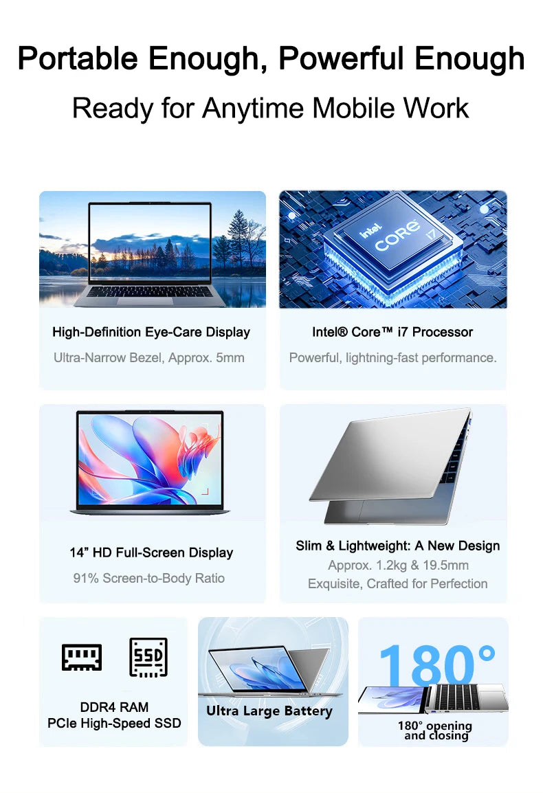 2026 New Ultra Slim 14.1' Laptop Intel Core I7-8650U Windows 11 Pro 32GB RAM 2TB M.2 SSD - Ideal for Office & Study