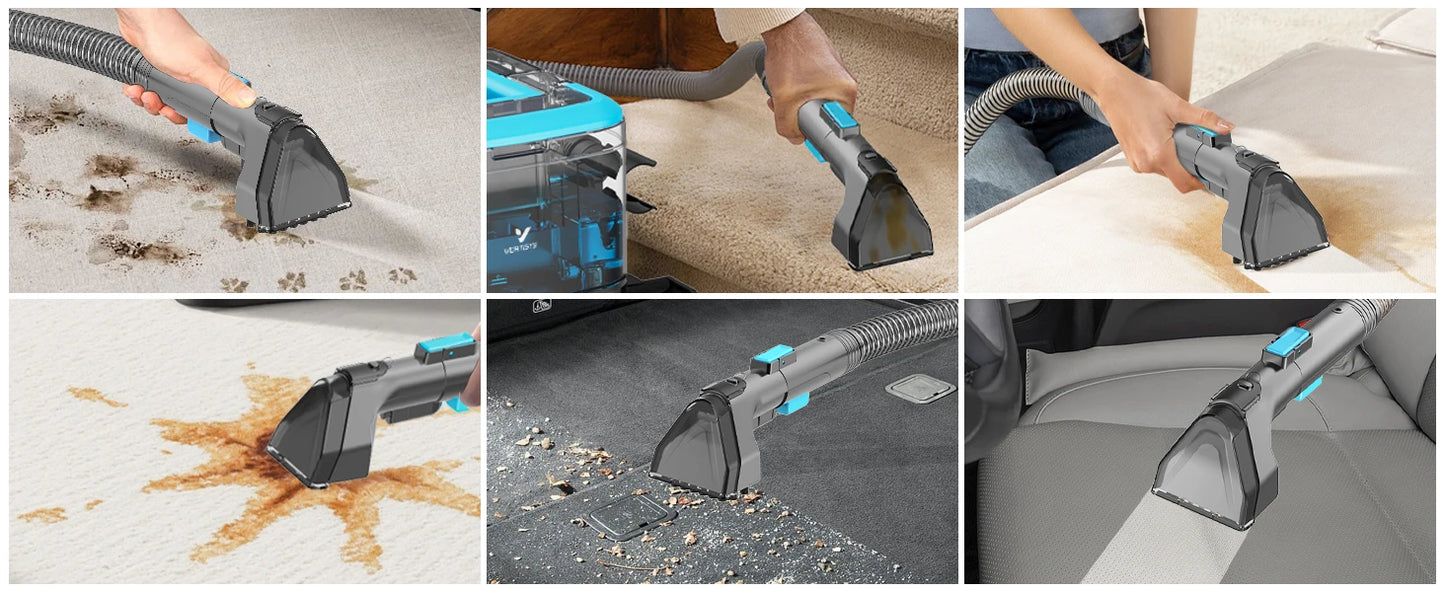 25KPA Washing Vacuum Cleaner, Portable Wired Rug Cleaner, Removable Stain Cleaner with Two Water Tanks, Wet and Dry Vacuum Cleaner