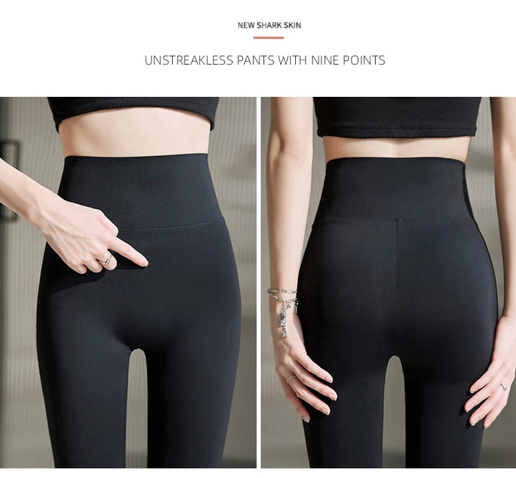 BIVIGAOS Summer Seamless Skin Feel Ultrathin Shark Leggings Women High Waist Tight Leggings Multicolor Sport Fitness Leggings