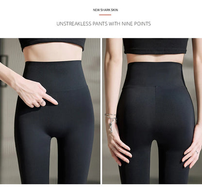 BIVIGAOS Summer Seamless Skin Feel Ultrathin Shark Leggings Women High Waist Tight Leggings Multicolor Sport Fitness Leggings