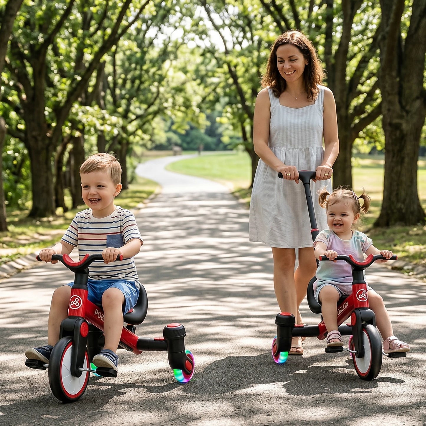 3-in-1 Toddler Tricycle for 1.5-5 Years Old, Drift Trike with 360° Spin, Light Up Wheels, Adjustable Seat, Toddler Bike for Boys Girls