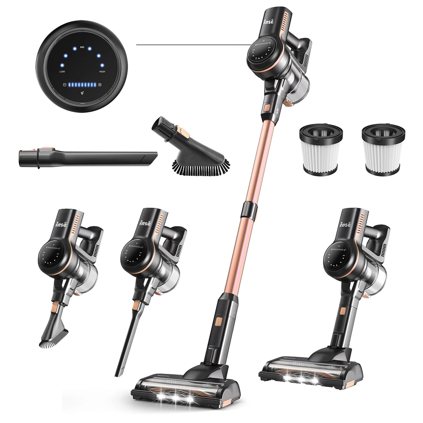 Inse S7P Cordless Vacuum Cleaner, 60KPa, 1.3 L Dust Cup, Removable Battery, for Pet Hair, Carpet, Hard Floors