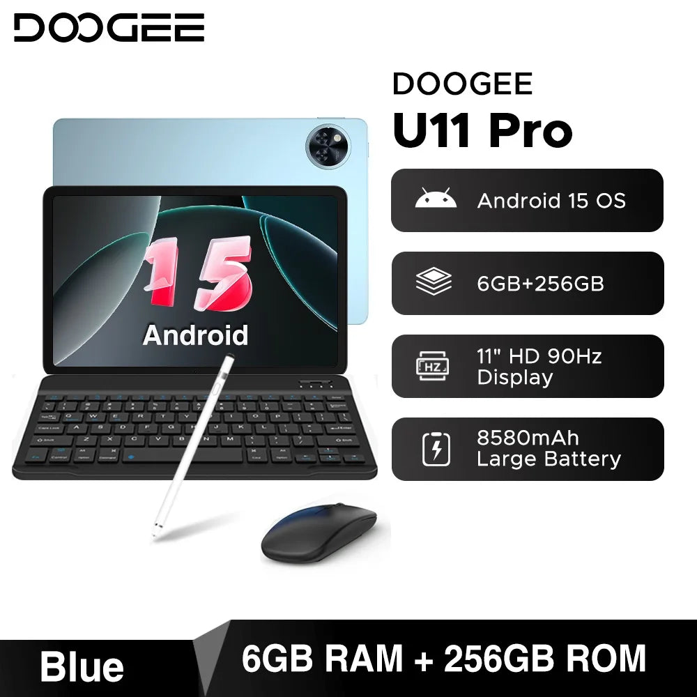 Global Version DOOGEE U11 Pro Android 16 Tablet 30GB(6+24) 256GB 11" HD 90Hz Display 8580mAh Battery Unisoc T7200 Widevine L1