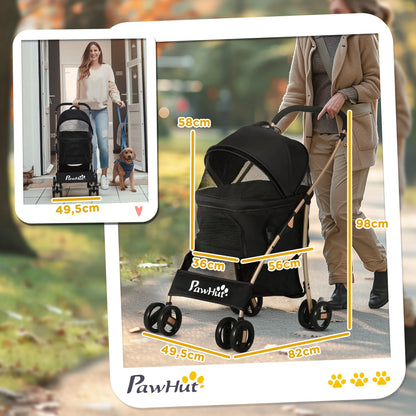 2 in 1 Pet Stroller Detachable Dog Carrier Cart Dog Buggy Small Pet Pushchair, 2-in-1 Hundewagen und Transportkorb klappbar mit abnehmbarem Haustiertasche, Detachable Travel Carrier Bag Full Breathable Mesh Windows Large Bott