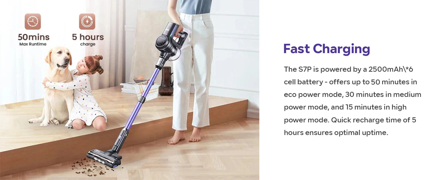 Inse S7P Cordless Vacuum Cleaner, 60KPa, 1.3 L Dust Cup, Removable Battery, for Pet Hair, Carpet, Hard Floors