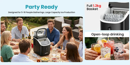 LOEFME Portable Ice Maker Machine 15kg/24h 6-13 Mins Quick Ice 16pcs Ice Cubes Countertop Ice Machine for Home Kitchen Party RV