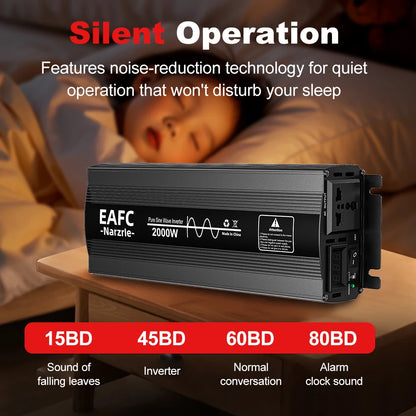 EAFC Pure Sine Wave Inverter 4000W/3000W/2000W DC 12V To AC 220V Voltage Transfer Converter Universal EU Socket Auto Accessories