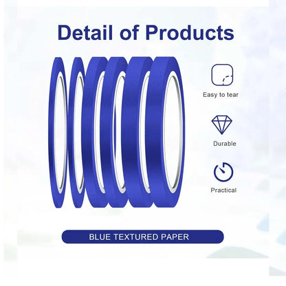 3 Rolls of Blue Tape, 3/6/12 mm Wide Masking Tape, Fine Line Painter's Tape for Car, School, Office, DIY Projects ,for Nails