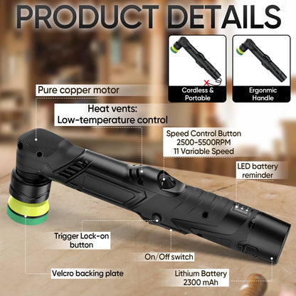 Cordless Mini Car Polisher RO/DA Dual Action Polisher Auto Detailing Scratch Killer Wireless Detail Polishing Machine