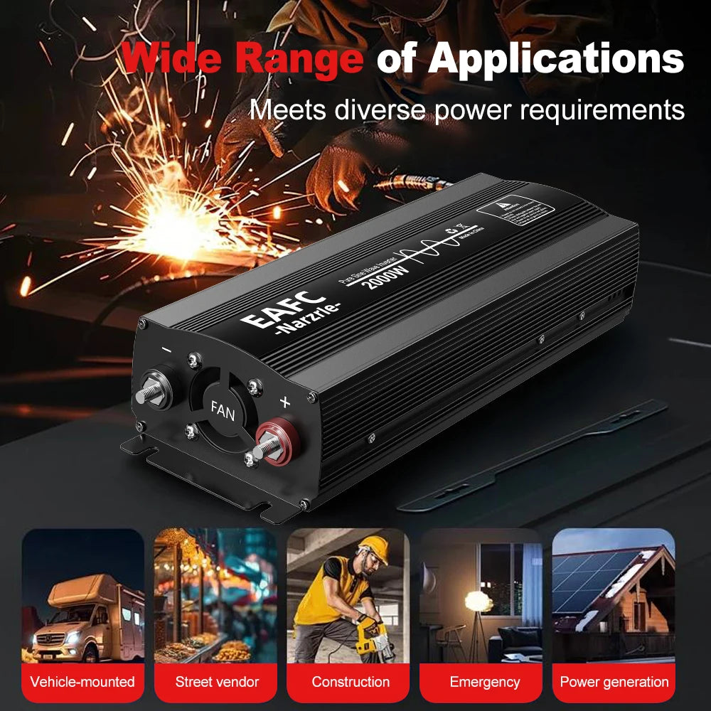 EAFC Pure Sine Wave Inverter 4000W/3000W/2000W DC 12V To AC 220V Voltage Transfer Converter Universal EU Socket Auto Accessories