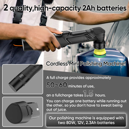 Cordless Mini Car Polisher RO/DA Dual Action Polisher Auto Detailing Scratch Killer Wireless Detail Polishing Machine