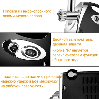 2800W Electric Meat Grinder Stainless Steel Multifunction Vegetable Sausage Processor Slicer Chopper Mincer Baby Food Processor