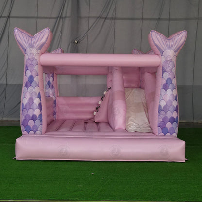 Girls 13ft Pastel Pink Inflatable Mermaid  Bounce House Combo Commercial Jumping Bouncy Castle Slide For Kids Party Rental