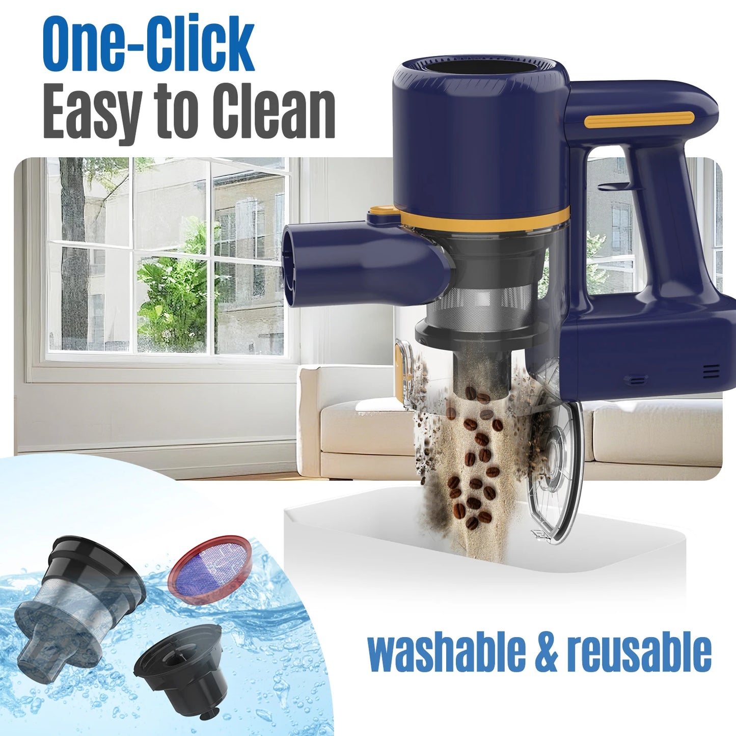 N7 PRO cordless vacuum cleaner-55 kPa powerful, 2 Modes, removable battery, for animal hair, Carpet, hard floors