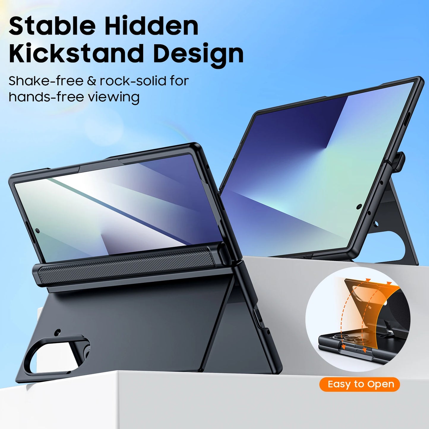 Fit for Magsafe,Hinge Protection,Screen Protector,Built-in Hidden Kickstand,Slim Shockproof Phone Case for Galaxy Z Fold 7-Black