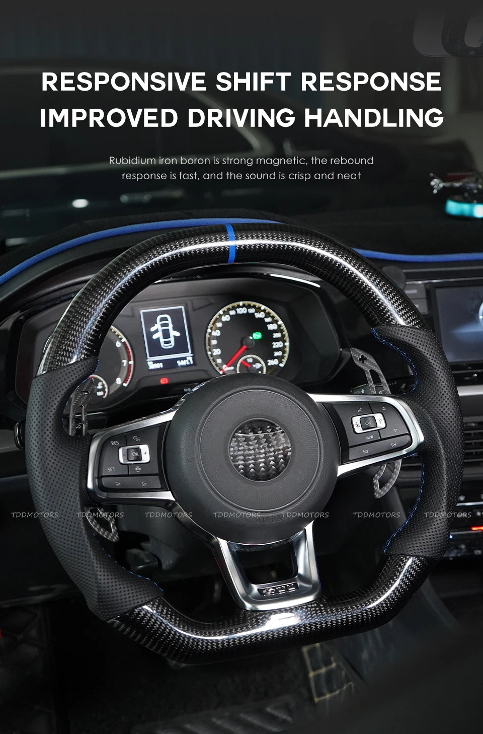 TDD Carbon Fiber Magnetic Paddle Shifters for Volkswagen GTI Golf 7 Golf R MK7/7.5 VW Scirocco Arteon Shift Paddle Extensions