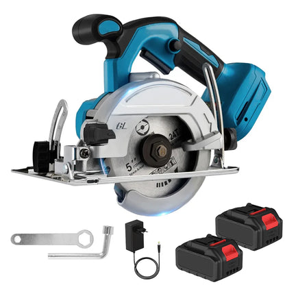 Brushless 5Inch 125mm Mini Electric Circular Saw Cordless 0-45° Adjustbale Woodworking Power Garden Tool For Makita 18V Battery
