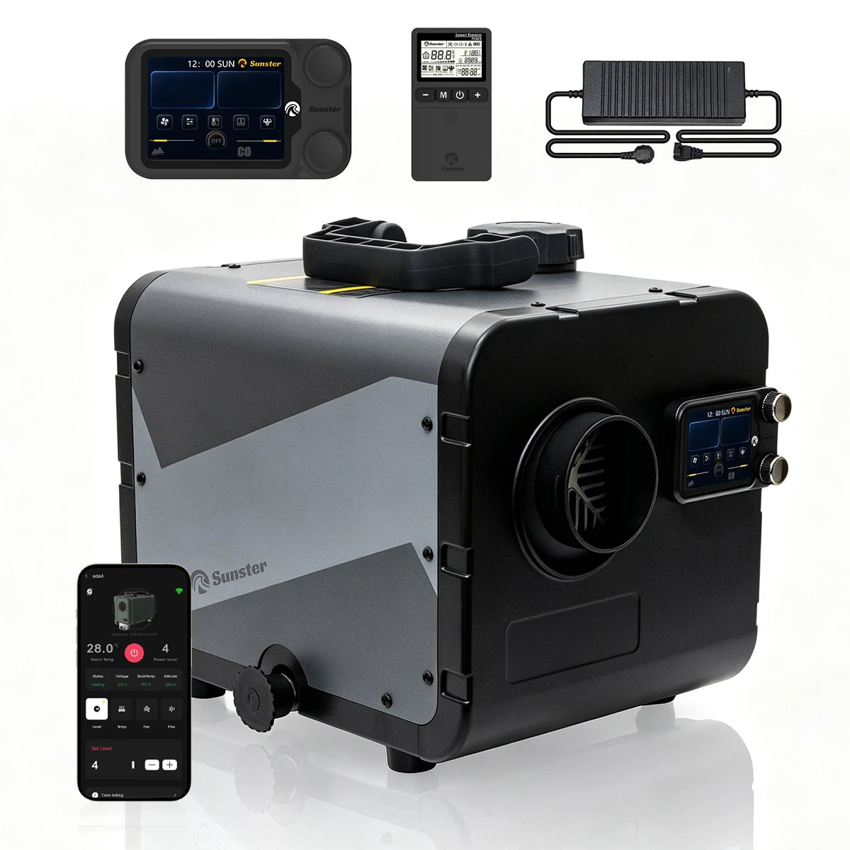 8KW Diesel Air Heater WiFi &Bluetooth App Control 12V/24V DC & 110-240V AC Dual Brushless Motor CO Monitor Remote Parking Heater