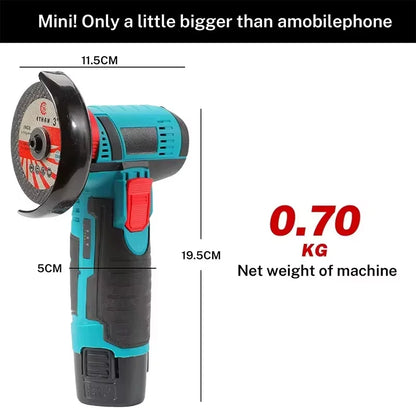 12V Cordless Angle Grinder Kit Lithium Battery Rechargeable 19500RPM Mini Polishing Cutting Machine Tools for DIY Home Projects