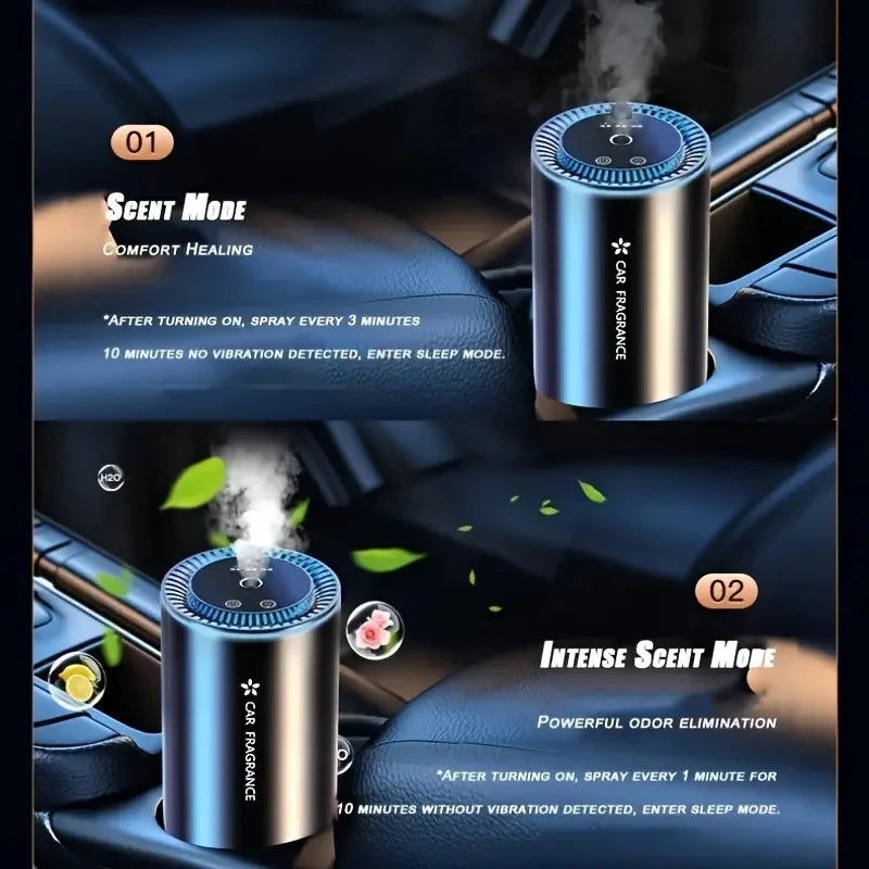 Auto smart fragrance machine, automatic spray function, aluminum alloy, starry sky atmosphere light, suitable for car and home