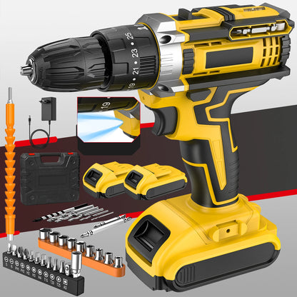 21V Cordless Impact Drill Electric Screwdriver Electric Hammer Drill Mini Wireless Hand Drill Lithium-Ion Battery Power Tools