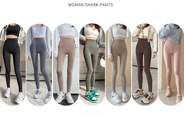 BIVIGAOS Summer Seamless Skin Feel Ultrathin Shark Leggings Women High Waist Tight Leggings Multicolor Sport Fitness Leggings