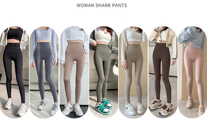 BIVIGAOS Summer Seamless Skin Feel Ultrathin Shark Leggings Women High Waist Tight Leggings Multicolor Sport Fitness Leggings