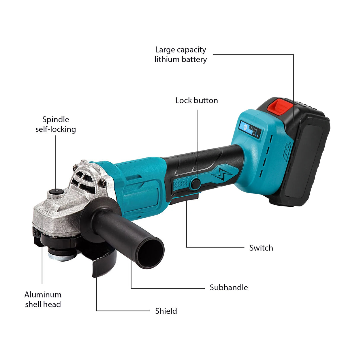 1000W 125MM Brushless Electric Angle Grinder 3 Speeds Grinder Cutting Machine Woodworking Power Tool For Makita 18V Battery