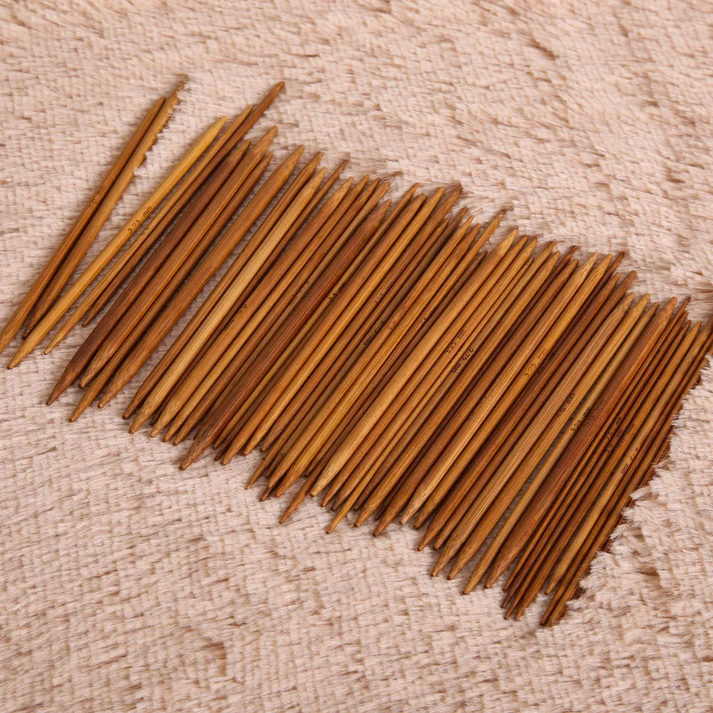 55/110pcs 11Sizes 13cm Bamboo Knitting Needles Crochet Hooks Double Pointed Carbonized Bamboo Needles Sweater Weave Craft