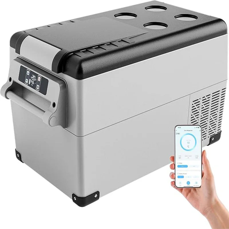 Car cooling box with compressor, 18/20/30.6/35/45/49.4L, with app, portable refrigerator 12V 24V 230V, camping refrigerator down to -20°C for cars and trucks