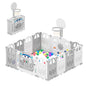 UBRAVOO Foldable Baby Playpen with Basketball Hoop & 50Pcs Coloured Pit Balls,  Toddler and Baby Play pen  fence, 14-Panel