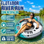River Run Inflatable Floating Tube 135cm, Reinforced Anti-Puncture Pvc, Mesh Seat, Ergonomic Backrest, Two Cup Holders, Handles and Tie-Down Rope, 100kg Capacity, Safe and Comfortable for Rivers, Lakes, Swimming Pools and Sum