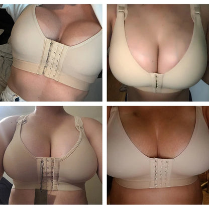 Burvogue Bras Women Seamless Padded Push Up Post-Surgery Bra Front Closure Brassiere Vest Underwear Gather Adjustable Sports Bra