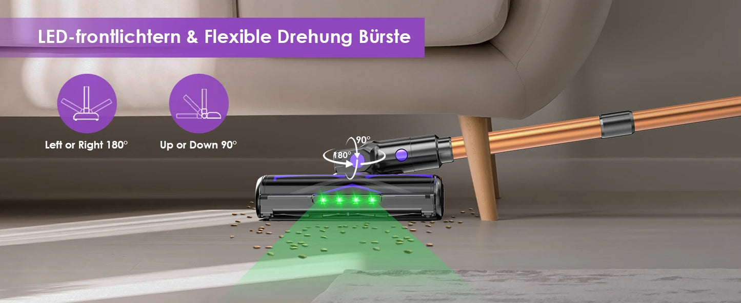 70 KPa/60-minute Cordless Vacuum Cleaner, 6-in-1 Handheld Vacuum Cleaner With LED Display, Upright Stick Vacuum Cleaner, Green Dust Detection Technology, Portable Vacuum Cleaner Suitable For Floors/Hard Surfaces