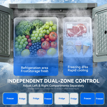 Foursun 21L/25L/35L/45L/55L Portable Compressor Car Fridge Freezer with Bluetooth App Control, for Camping, Travel, Home, DC 12V/24V & AC 100-240V