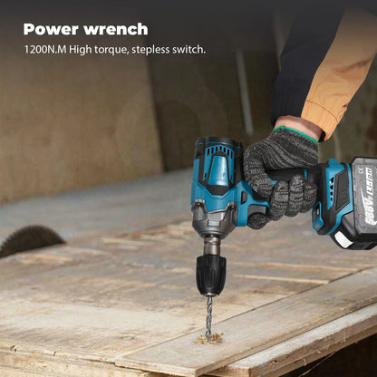 520N. m/1200N.M Cordless Electric Impact French Brushless Hand Electric Driver Electric Tool for Makita 18V Battery