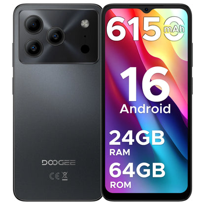 Global Version DOOGEE Note 56 Smartphone Android 16 6150mAh Battery 6.56'' Display 24GB RAM + 64GB ROM 8MP Camera Mobile Phone