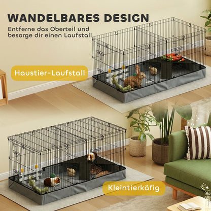 Large Metal Rabbit hamster Cage with Liner & Ramp, Indoor 2-Tier Bunny Habitat with Removable Base, Pet Cage for Rabbit, Guinea Pig, Small Animals