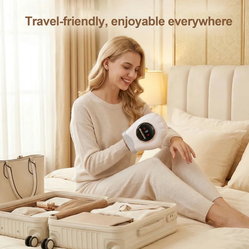 Electric Hand Massager with Heat Air Compression Finger Palm Wrist Therapy Massager Rechargeable Hand Care Device for Pain Relief Relaxation Home Office