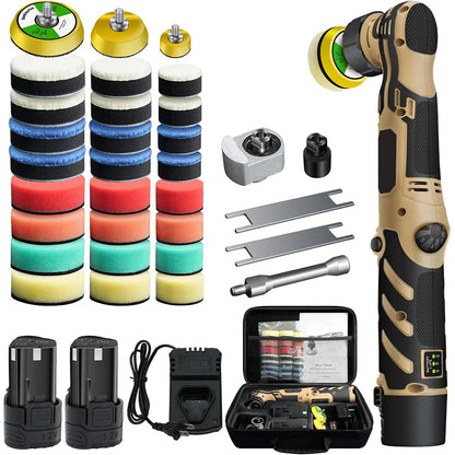 Cordless Mini Polisher,1/1.5/2Inch,DA&RO with Adjustment Speed, 2 Rechargeable Batteries,Car Detailing Micro Polisher