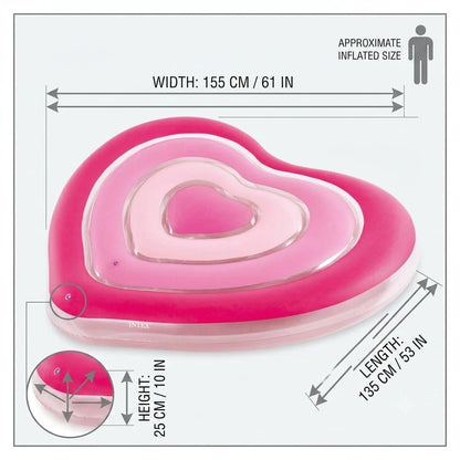 Pink Heart-Shaped Inflatable Float, 155X135Cm, Romantic Design, Resistant and Comfortable, for Pool and Beach
