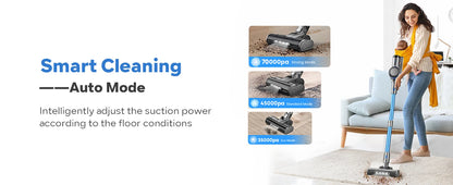 70KPa 400W cordless vacuum cleaner, 1 L dust cup, light display battery, for animal hair, Carpet