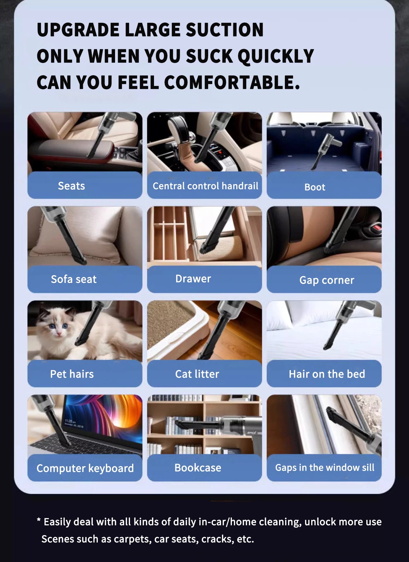SZUK New Mini Car Vacuum Cleaner Cordless Powerful Wireless Car Cleaner HandHeld Portable Vacuum Cleaner Cleaning Machine
