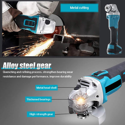 125MM Brushless Cordless Electric Angle Grinder 4 Speed Grinding Polishing Machine Woodworking Power Tool For Makita 18V Battery