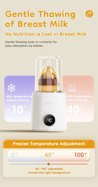 MAMIJOY Baby Bottle Warmer Multi Function 36-100° Adjustable Food Heater Milk Warmer Steriliser ACcurate Temperature Control N22