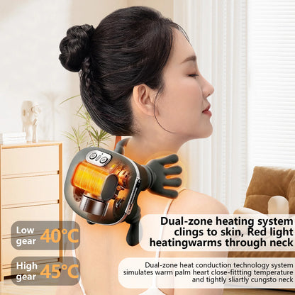 Neck Massager for Shoulder and Back, Electric Shiatsu Massage with Soothing Heat, Pain Relief Muscle Relax, 3 Intensity Speeds & 2 Temperature Levels, Lightweight Rechargeable Massage Cushion, Ideal for Christmas Birthday Gif