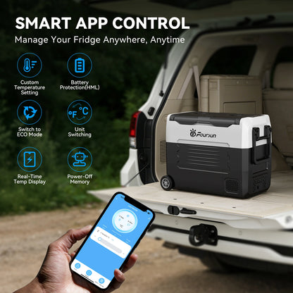 Foursun 21L/25L/35L/45L/55L Portable Compressor Car Fridge Freezer with Bluetooth App Control, for Camping, Travel, Home, DC 12V/24V & AC 100-240V