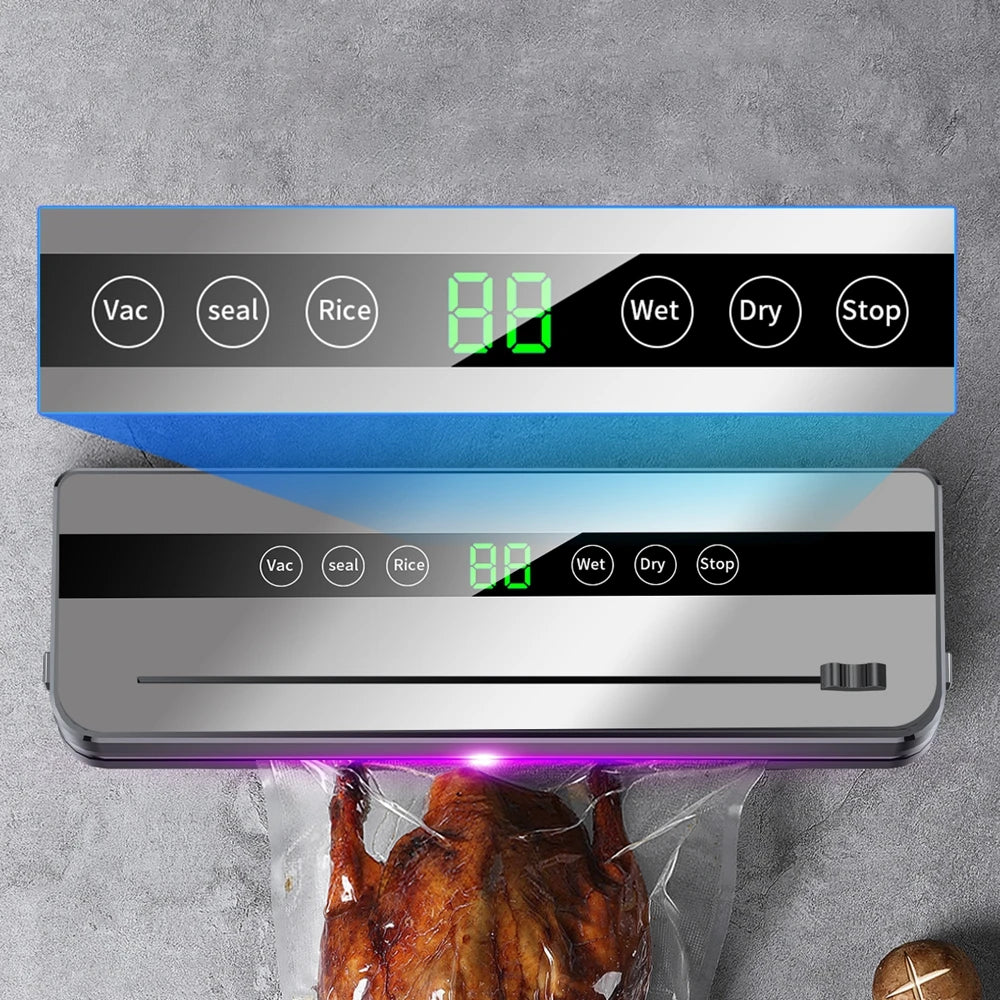 Food Vacuum Sealer Machine Dry Wet Food Vacuum Packaging Machine with UV Kitchen Food Storage Sealing Machine Built-in Cutter