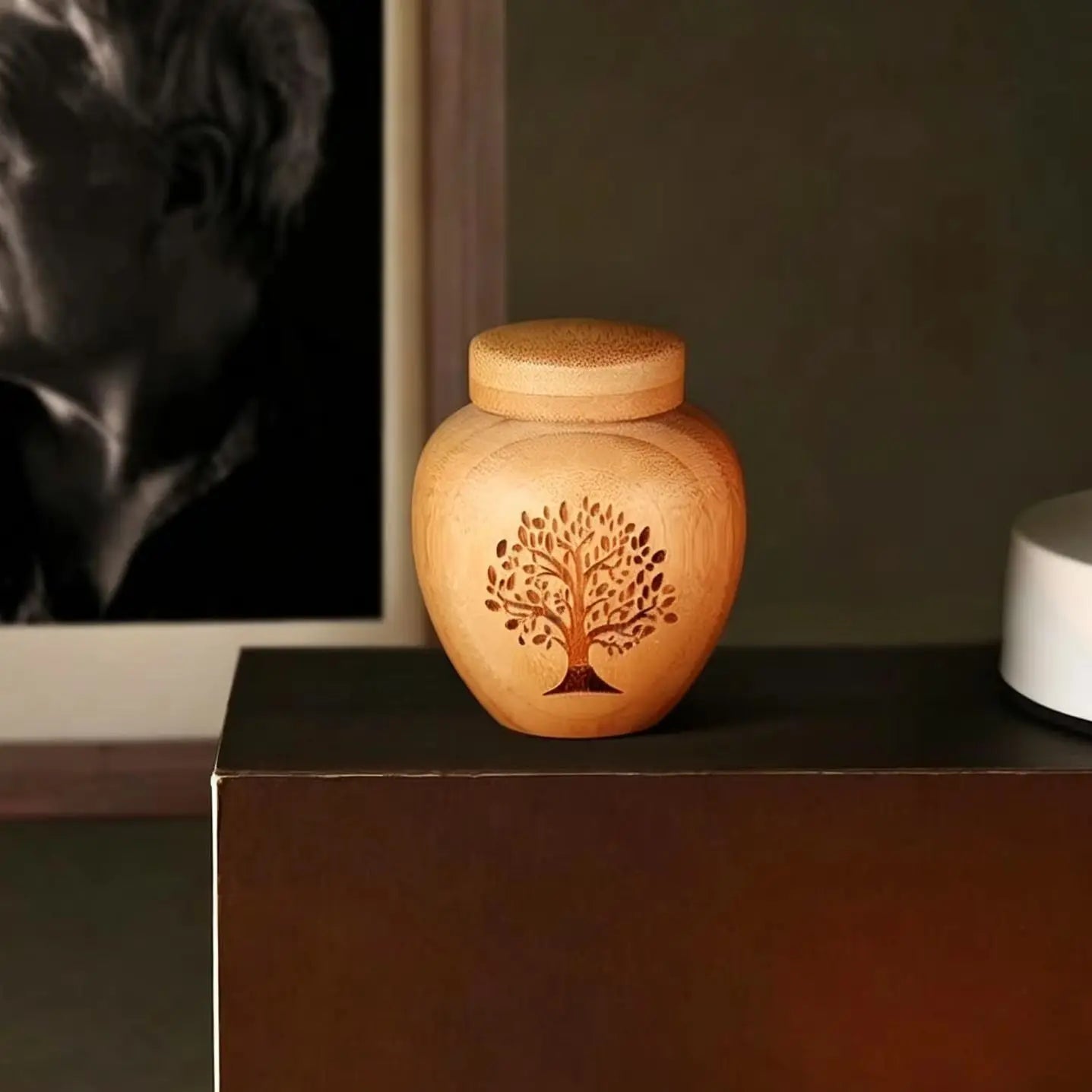 G14 Bamboo Cremation Urn Tree Life Threaded Pet Ashes Keepsake Urn  Ash Container for Dog Cat Human Loved One Funeral Souvenir